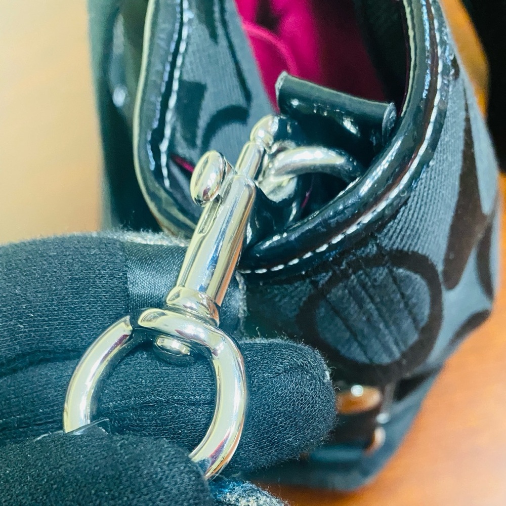 Coach Black Monogram Shoulder Bag with Adjustable Strap - Picture 12 of 16